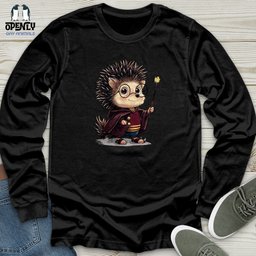Hedgehog Wizard Charm Unisex Long Sleeve Tee Gift For Animal Lover