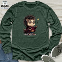 Hedgehog Wizard Charm Unisex Long Sleeve Tee Gift For Animal Lover