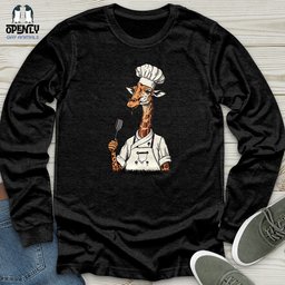 Giraffe Gourmet Chef Unisex Long Sleeve Tee Gift For Animal Lover