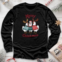 Merry Chickmas Unisex Long Sleeve Tee Gift For Animal Lover