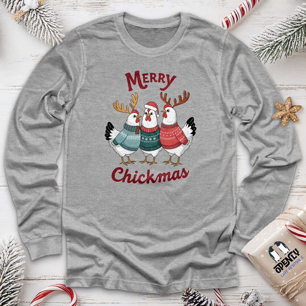 Merry Chickmas Unisex Long Sleeve Tee Gift For Animal Lover