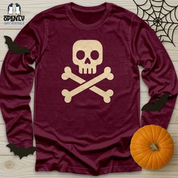 Rock Skull And Bones Unisex Long Sleeve Tee Gift For Animal Lover