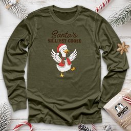 Santas Silliest Goose 2 Long Sleeve Tee Gift For Animal Lover