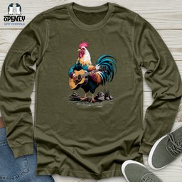 Rooster Playing Gutter Unisex Long Sleeve Tee Gift For Animal Lover