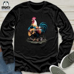 Rooster Playing Gutter Unisex Long Sleeve Tee Gift For Animal Lover