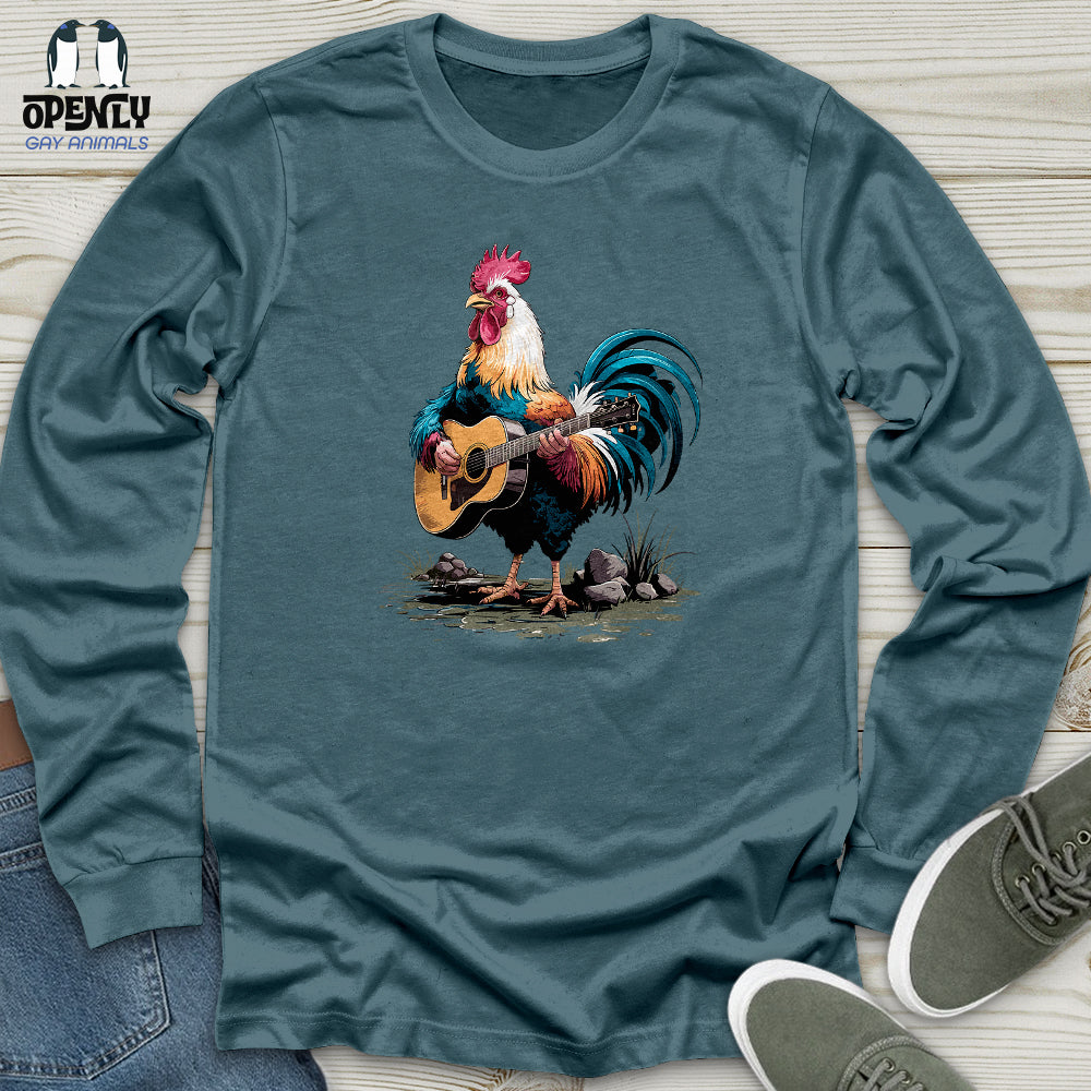 Rooster Playing Gutter Unisex Long Sleeve Tee Gift For Animal Lover