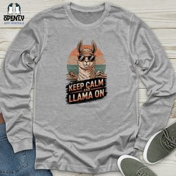 Keep Calm And Llama On Unisex Long Sleeve Tee Gift For Animal Lover