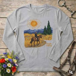 Gogh Riding English Long Sleeve Tee Gift For Horse Lover