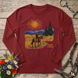 Gogh Riding English Long Sleeve Tee Gift For Horse Lover