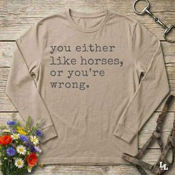 You Either Like Horses Or Youre Wrong Long Sleeve Tee Gift For Horse Lover