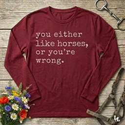 You Either Like Horses Or Youre Wrong Long Sleeve Tee Gift For Horse Lover