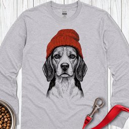 Beagle Beanie Long Sleeve Shirt Gift For Dog Lover