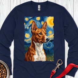 Basenji Van Gogh Long Sleeve Shirt Gift For Dog Lover