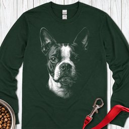 Boston Terrier Portrait Long Sleeve Shirt Gift For Dog Lover
