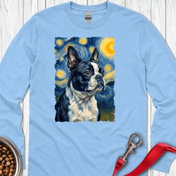 Boston Terrier Van Gogh Long Sleeve Shirt Gift For Dog Lover