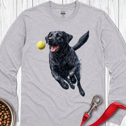 Black Labrador Running Long Sleeve Shirt Gift For Dog Lover