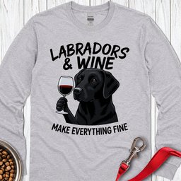 Black Labradors And Wine Long Sleeve Shirt Gift For Dog Lover