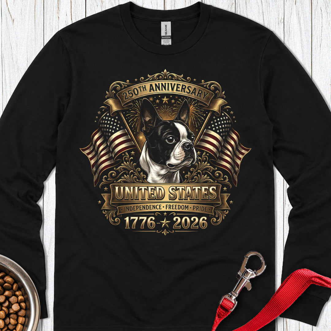 Boston Terrier USA Long Sleeve Shirt Gift For Dog Lover