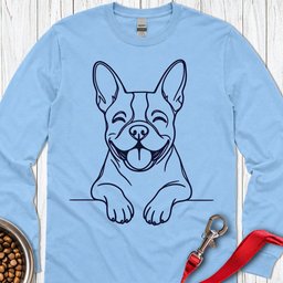 Boston Terrier Lineart Long Sleeve Shirt Gift For Dog Lover