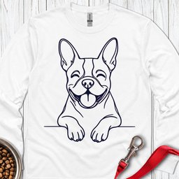 Boston Terrier Lineart Long Sleeve Shirt Gift For Dog Lover