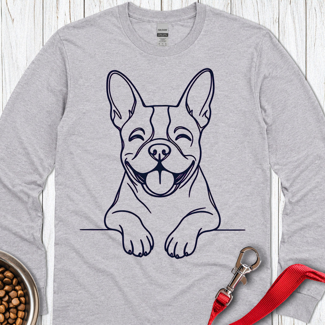 Boston Terrier Lineart Long Sleeve Shirt Gift For Dog Lover