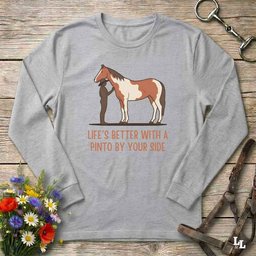 Lifes Better With A Pinto Long Sleeve Tee Gift For Horse Lover