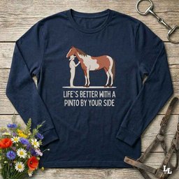 Lifes Better With A Pinto Long Sleeve Tee Gift For Horse Lover