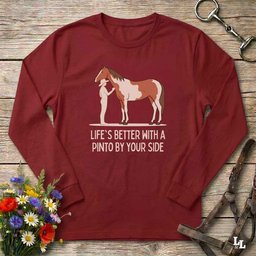 Lifes Better With A Pinto Long Sleeve Tee Gift For Horse Lover