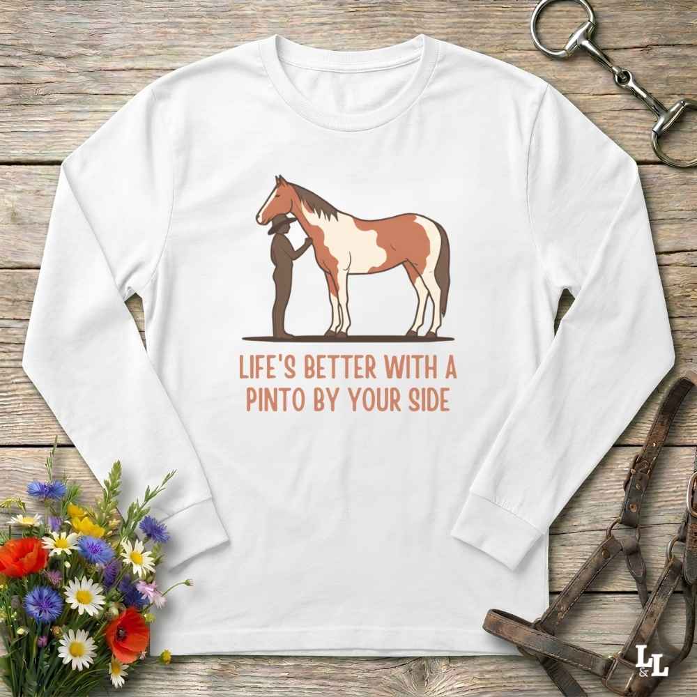 Lifes Better With A Pinto Long Sleeve Tee Gift For Horse Lover