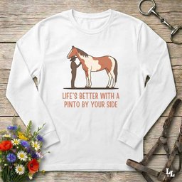 Lifes Better With A Pinto Long Sleeve Tee Gift For Horse Lover