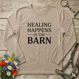 Healing Happens In The Barn Long Sleeve Tee Gift For Horse Lover