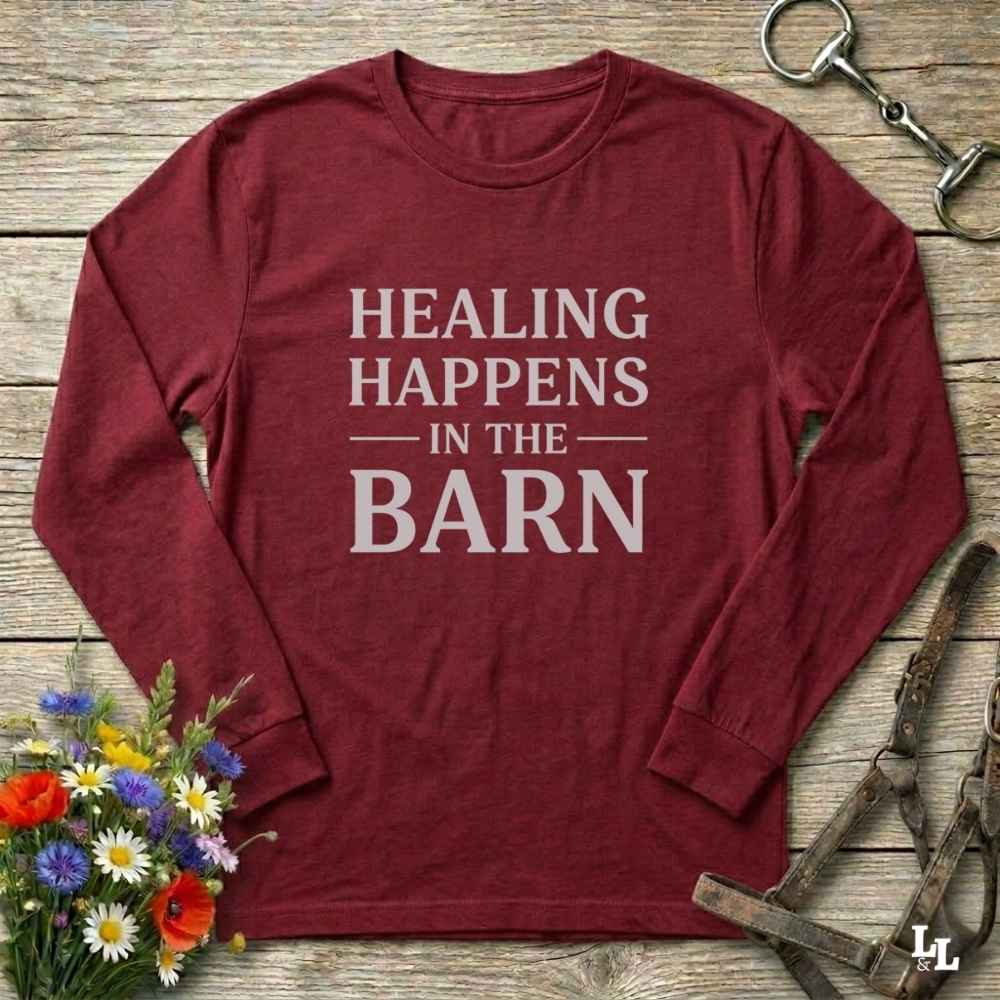 Healing Happens In The Barn Long Sleeve Tee Gift For Horse Lover