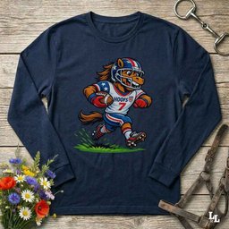 American Football Long Sleeve Tee Gift For Horse Lover