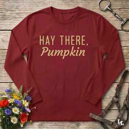 Hay There Pumpkin Long Sleeve Tee Gift For Horse Lover