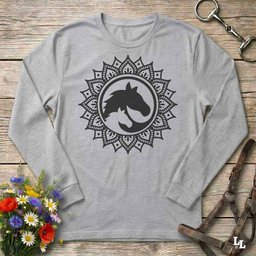 Horse Mandala Long Sleeve Tee Gift For Horse Lover
