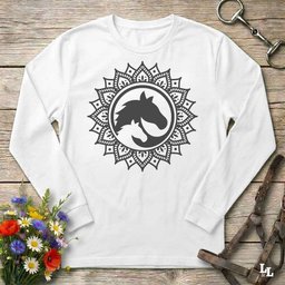 Horse Mandala Long Sleeve Tee Gift For Horse Lover