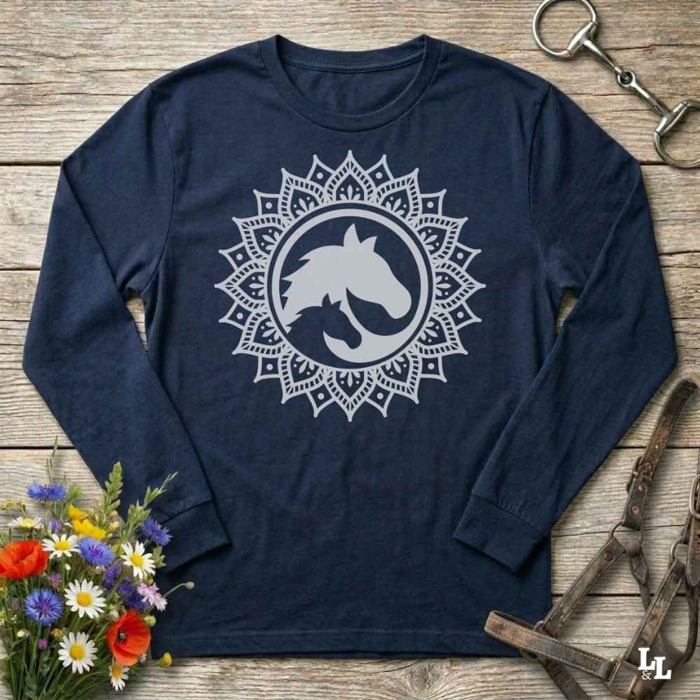 Horse Mandala Long Sleeve Tee Gift For Horse Lover