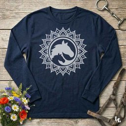 Horse Mandala Long Sleeve Tee Gift For Horse Lover
