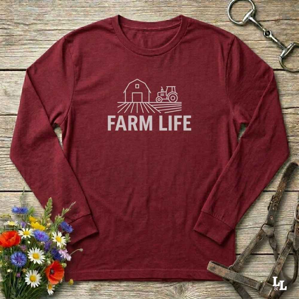 Farm Life Long Sleeve Tee Gift For Horse Lover