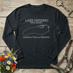 Lake Ontario Trail Riding Long Sleeve Tee Gift For Horse Lover