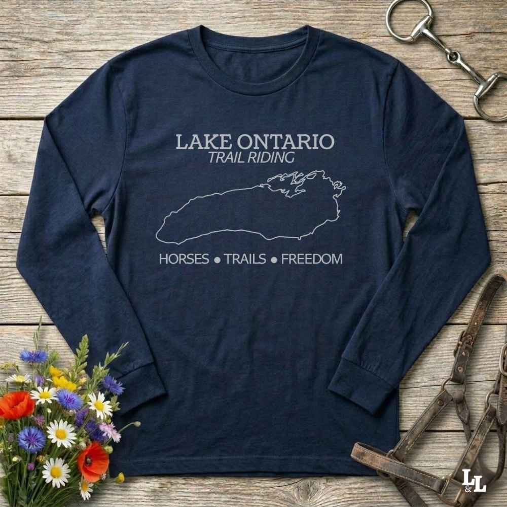 Lake Ontario Trail Riding Long Sleeve Tee Gift For Horse Lover