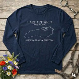 Lake Ontario Trail Riding Long Sleeve Tee Gift For Horse Lover