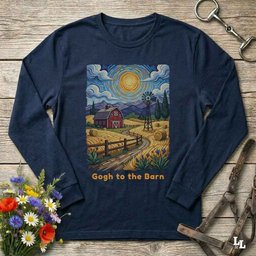 Gogh To The Barn Long Sleeve Tee Gift For Horse Lover