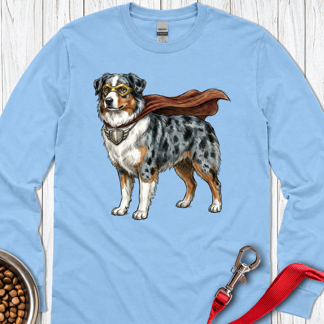 Australian Shepherd Superhero Long Sleeve Shirt Gift For Dog Lover