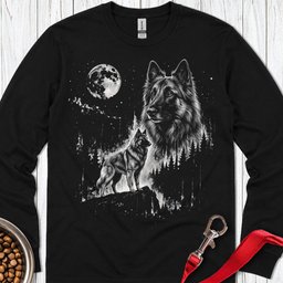 Belgian Tervuren Moonlight Long Sleeve Shirt Gift For Dog Lover