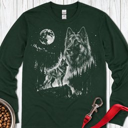 Belgian Tervuren Moonlight Long Sleeve Shirt Gift For Dog Lover