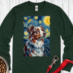Australian Shepherd Van Gogh Long Sleeve Shirt Gift For Dog Lover