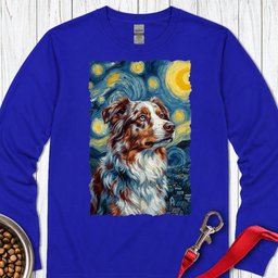 Australian Shepherd Van Gogh Long Sleeve Shirt Gift For Dog Lover