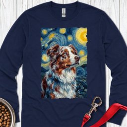 Australian Shepherd Van Gogh Long Sleeve Shirt Gift For Dog Lover
