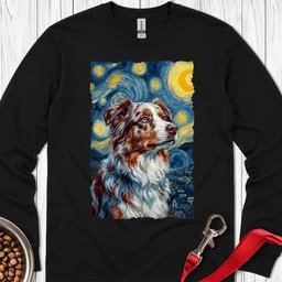Australian Shepherd Van Gogh Long Sleeve Shirt Gift For Dog Lover